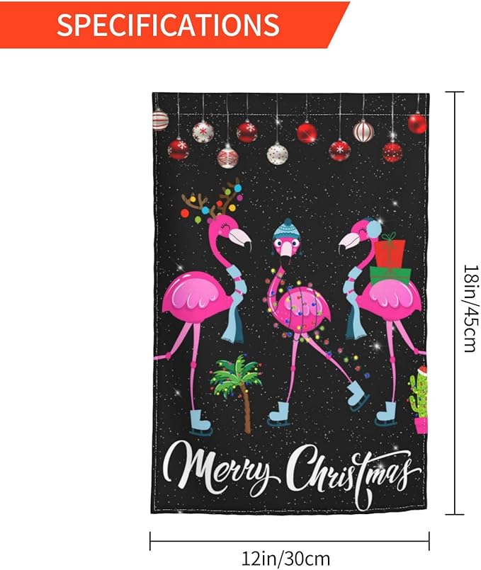 Merry Christmas Flamingo Hawaii Tropical Garden Flag Welcome Party Outdoor Outside Decorations Picks Home House Garden Yard Decor 12x18 Inch