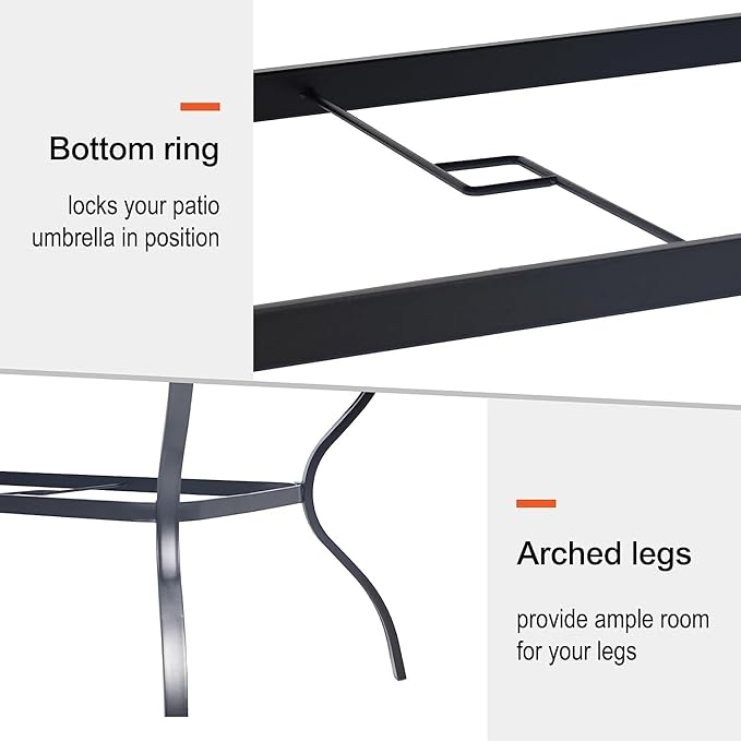 7-Piece Outdoor Dining Set, 6 Swivel Chairs＆63.5‘’ Rectangular Table All Weather Frame Furniture Set - Brown Style2