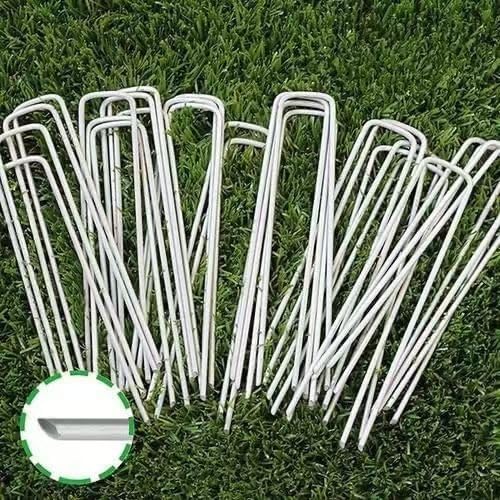 4 inch 25 Pack Silver Galvanized Landscape Staples 11 Gauge Garden Stakes Pins Anti-Rust Ground Stakes U-Shaped Tent Stakes are Used for Weed Barrier, Irrigation Tubing, Yard Lawn, Landscape Fabric