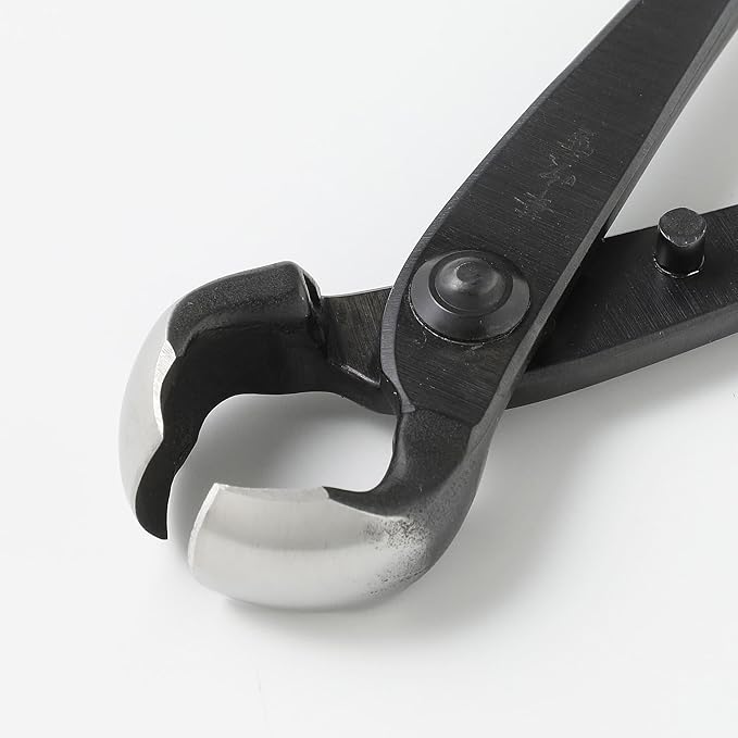 Wazakura Hand Forged Knob Bonsai Cutter Made in Japan 8-1/4 inch (210mm), Japanese Gardening Tools, Round Edge Concave Branch Cutter Black