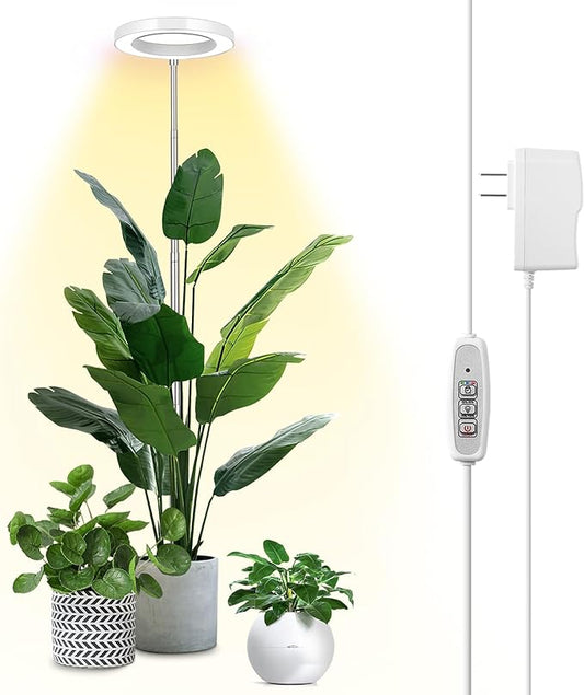 LBW Plant Grow Light, 72 LEDs Full Spectrum Grow Lights for Indoor Plants, 56in Large Grow Lamp with 4/8/12H Auto Timer & 4 Dimmable Brightness, Height Adjustable, Ideal for Tall Plants