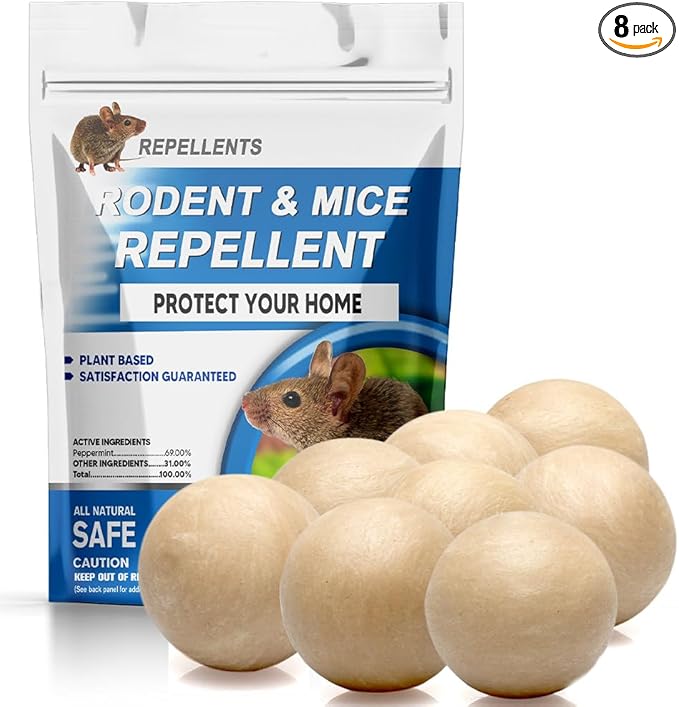 Rodent Repellent Indoor,Mouse Repellent,Mice Repellent Indoor,Rodent Away Repellant,Rat Repellent,Keeps Mice Away,Peppermint Oil Repel Mice from Nesting,Covers 50 sq. ft, Effective for 60-90 Days-8P