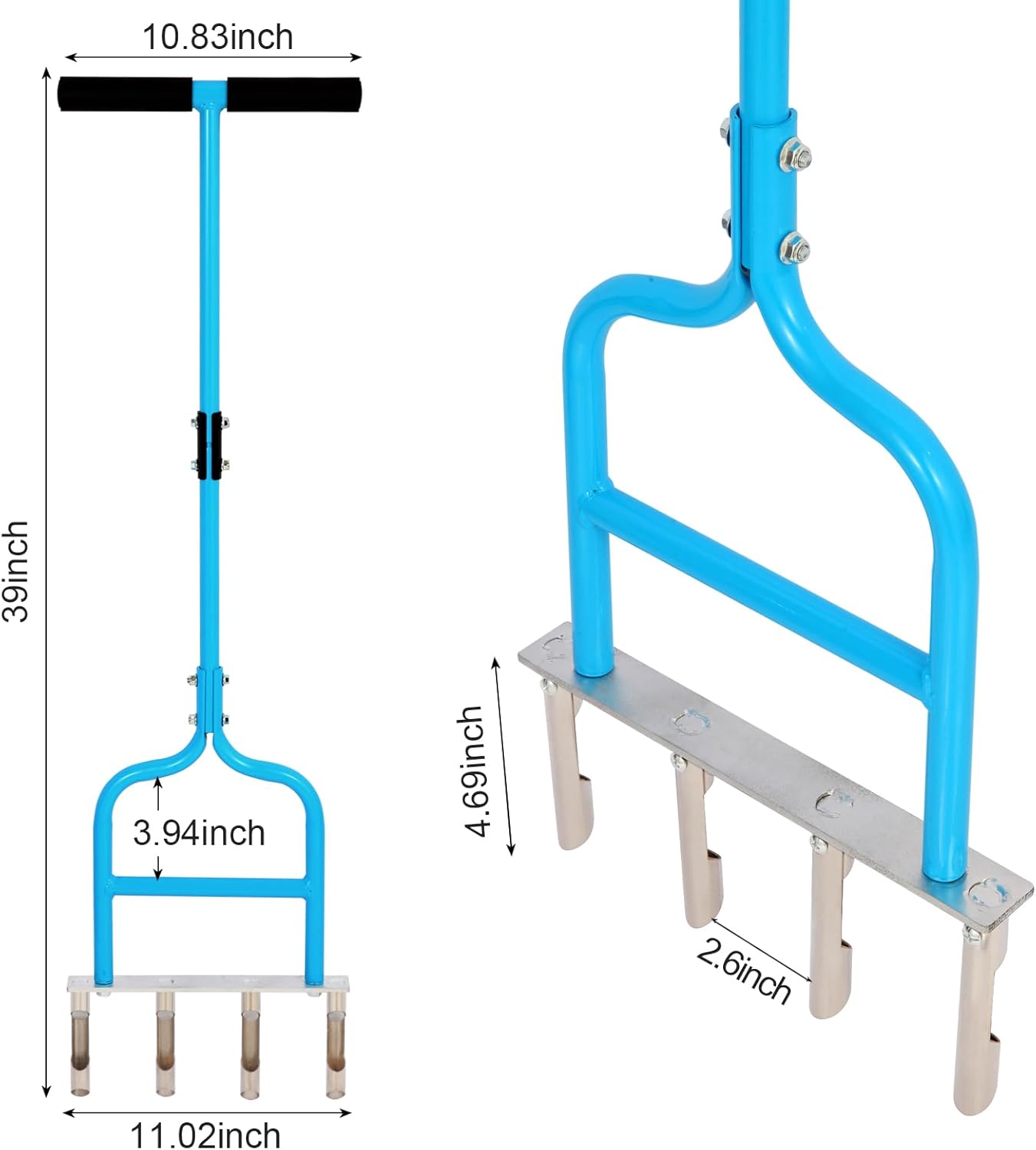 sancat Lawn Aerator with 4 Stainless Steel core Plug, 39inch Hollow Tine Aerator,Manual Yard Aerator,Grass Soil Aerator, Aerator Lawn Tool for Lawn Care.