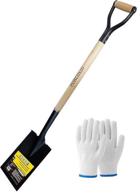 Spade Shovel for Digging, Edging Shovel, Lawn Edger Tool with D-Handle, Forged Steel Y-Grip, for Digging, Lawn Edging, Pruning, 45 inch Heavy Duty Weed Puller Tool