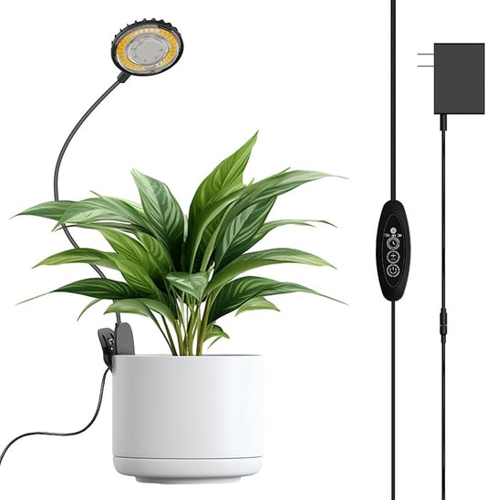 Grow Lights for Indoor Plants, Full Spectrum Plant Grow Lights, 4000K Pot Clip LED Plant Lamps for Indoor Growing with Auto Timer, 4 Dimmable Modes Clip on Light for Succulents Black,1 Pack