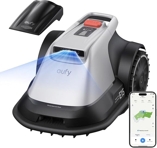eufy E15 Robot Lawn Mower,Max 0.2 Acres,Wireless Robot Mower with Auto Mapping,Vision Navigation,Multi-Zone Management,Robotic Lawnmower with AI Obstacle Avoidance,APP Control,18°Slope,Cut Height1-3"