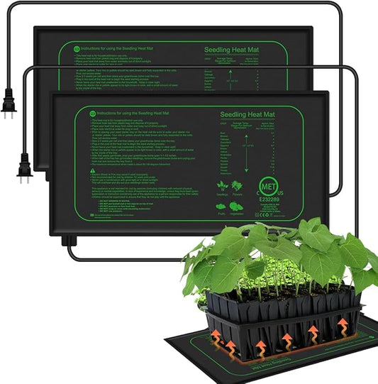 2 Pack Seedling Heat Mat for Seed Starting, 10" x 20.75" 21W Waterproof Heating Pad for Indoor Tray Plants,Safe & Durable Warm Mats for Hydroponics Germination