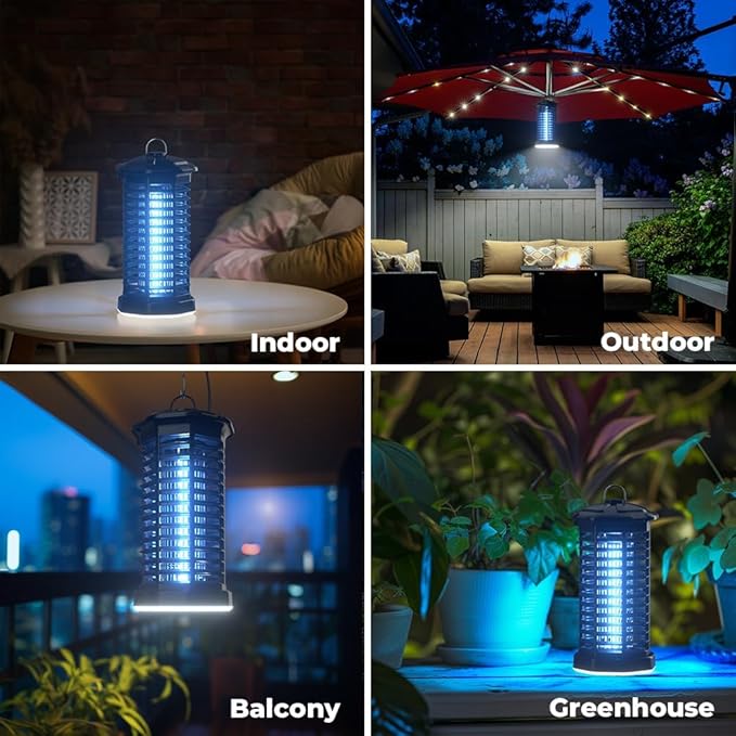 YISSVIC Bug Zapper Outdoor Indoor Waterproof Electric Mosquito Lamp Fly Zapper Killer Effective 4200V Plug in for Home Patio Office Courtyard (One-Light Control Bug Zapper)