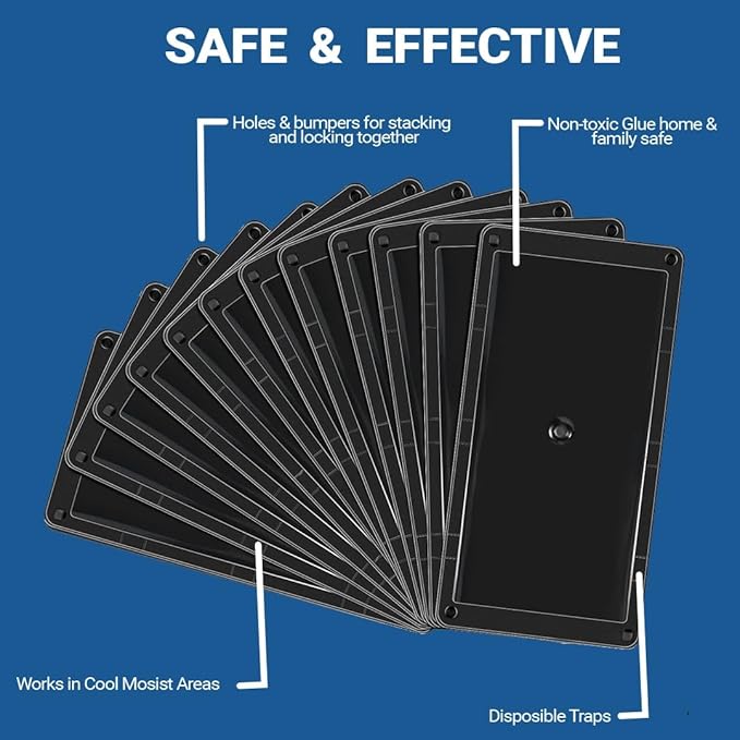 Glue Traps Indoor for Home, 12 Pack, Bulk Glue Traps for Rats, Mice, Snakes and Lizards, Pre-Baited, Non-Toxic, Adhesive Plastic Trays, Insect, & Spider, Pet Safe Pest Control