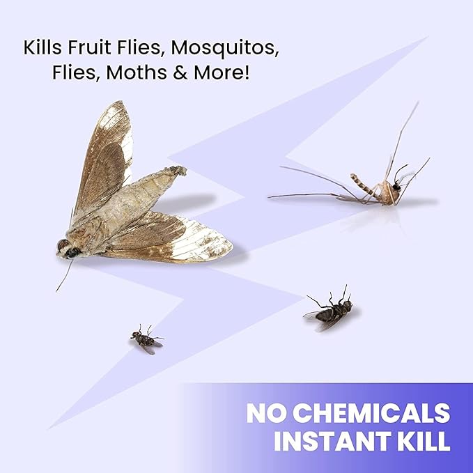 LiBa Electric Bug Zapper (2-Pack) Indoor Insect Killer - (4) Extra Replacement Bulbs - Fly, Mosquito Killer and Repellent - Lightweight, Powerful 2800V Grid, Easy-to-Clean, Removable Washable Tray.