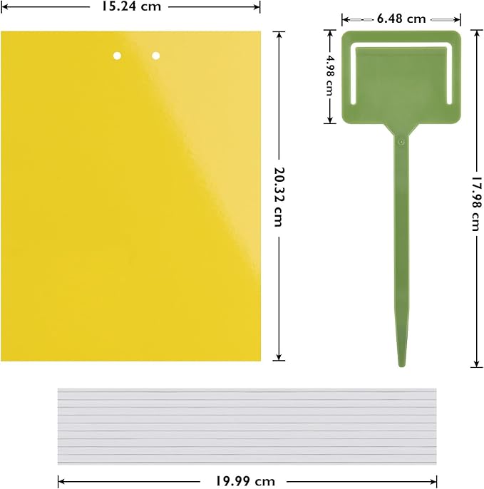 Garsum 20 Pack Gnat Sticky Traps for Indoor and Outdoor, Fruit Fly Paper Sheets Yellow Insect Killer for Flying,Whitefly, Aphids, Leafminers- 6x8 in, Twist Ties Included