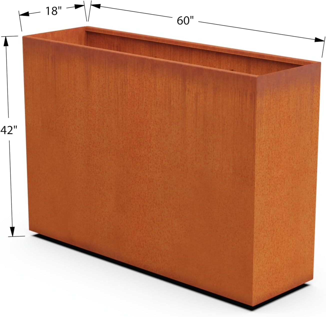 Corten Steel Planters | 60x18x42 Large Rectangular Planters for Outdoor Plants – Extra Large Outdoor Planter Box for Privacy Screen, Patio & Deck | Heavy Duty Metal Planter Rectangle
