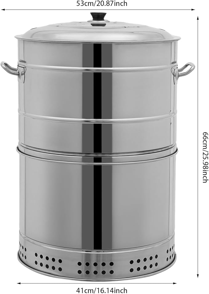 Portable Charcoal Grill, 360° Stainless Steel BBQ Barrel with Handle, Large BBQ Charcoal Grill Outdoor BBQ Grill for Picnic, Camping, Backyard Patio Cooking