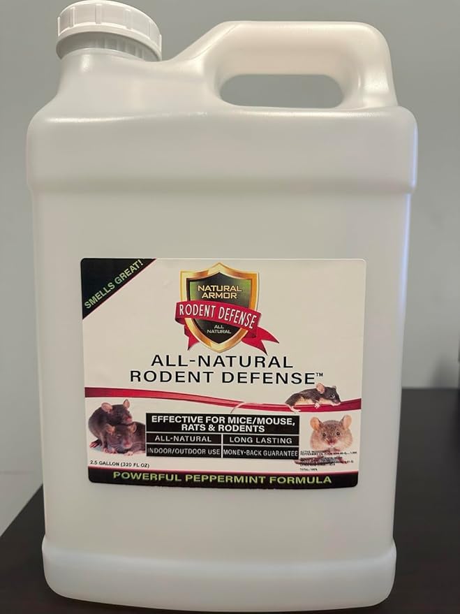 Peppermint Repellent for Mice/Mouse, Rats & Rodents. Natural Spray for Indoor & Outdoor Use. Natural Armor Rodent Shield. 320 Fl Oz (2.5 Gallons)