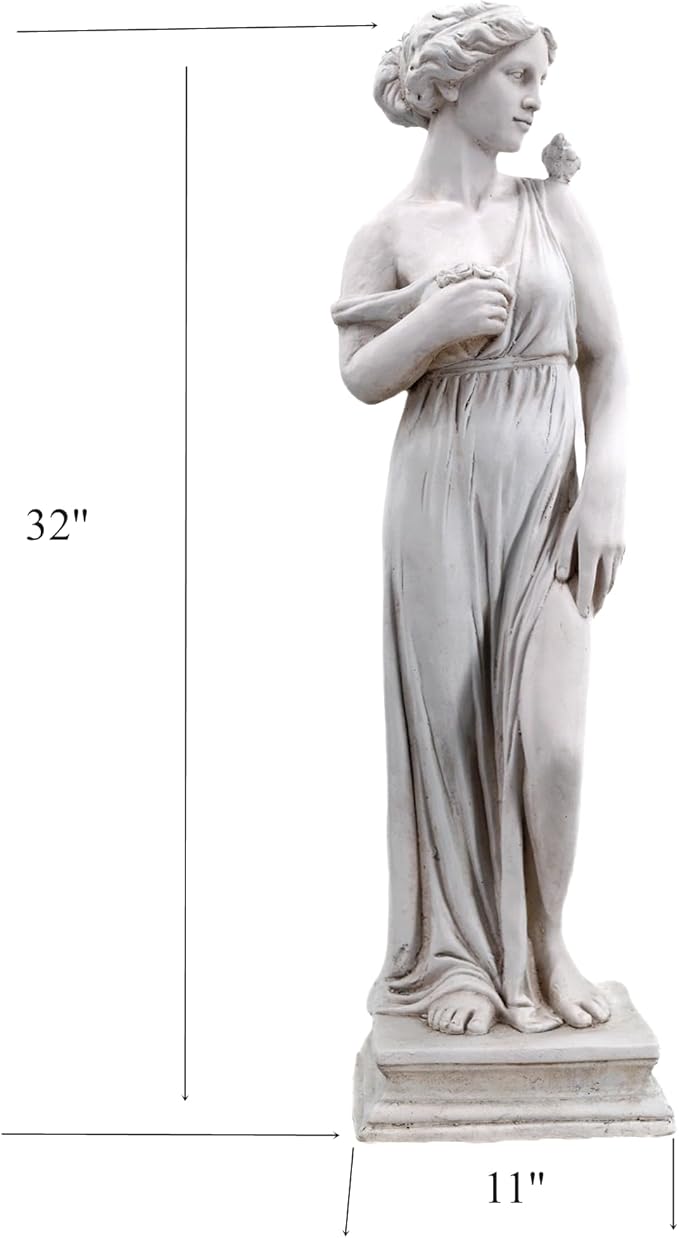 Outdoor Garden Statue Nymph Sculpture Goddess of Greek Mythology Roman Style Outdoor Patio Yard Lawn Porch Decor 32 Inch Ivory