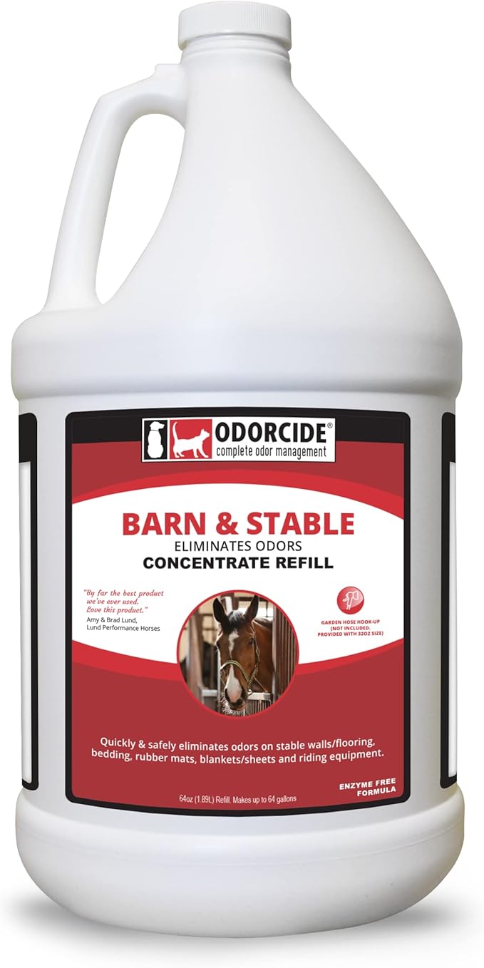 Odorcide Barn & Stable Odor Eliminator for Strong Odor – Cattle & Horse Supplies to Remove Odors – Animal-Safe All Surfaces Deodorizer – Non-Enzymatic Odor Neutralizer Horse Barn Supplies (64 oz)