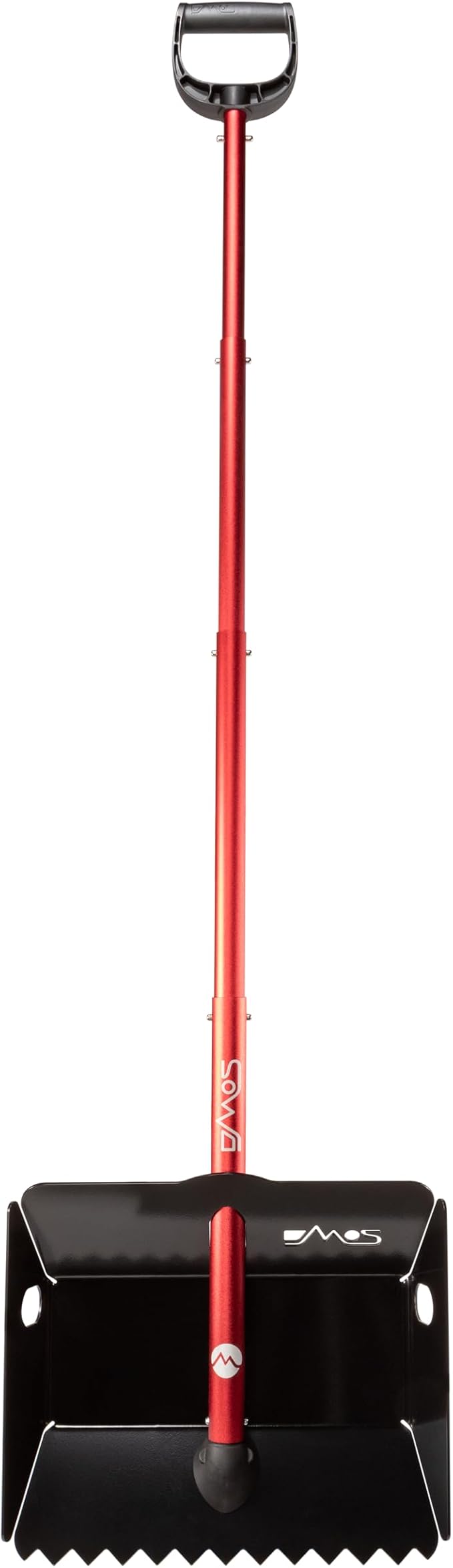 DMOS Stealth Shovel - Lightweight, Heavy-Duty Aluminum Sand & Snow Shovel with Extendable & Collapsible Handle for Camping, Overlanding, Survival, & Off-Road Use - Black/Red - X-Large