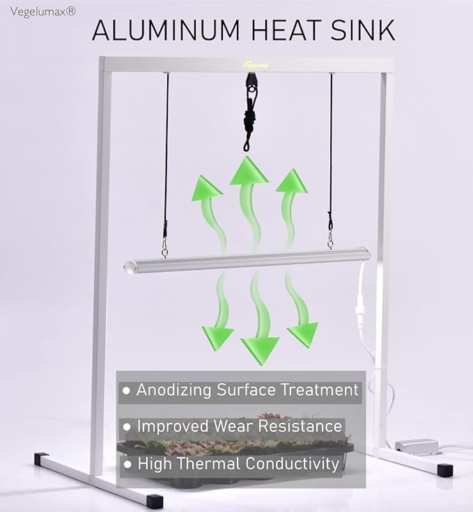 50Watt 2 Feet LED Grow Light Lamp Stand Rack with White Light Full Spectrum CRI90+ for Seedling,Seed Starting Plant Growing,Iron Pipe Frame,Aluminum Heat Sink,CCT6500K,Lamp Height Adjustable