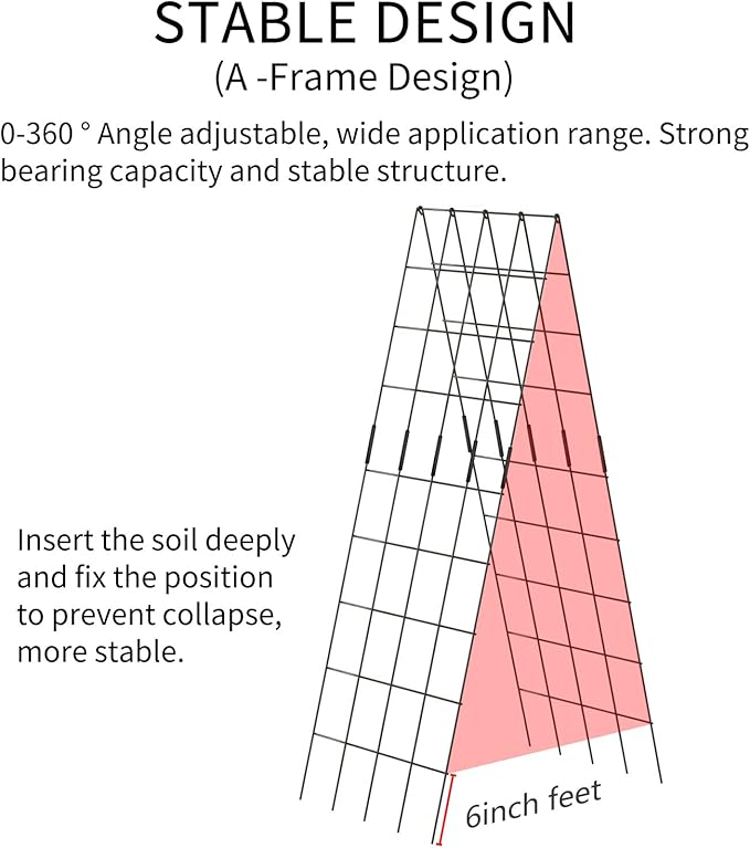 Cucumber Trellis 2 Pack, 59" H Foldable A-Frame Garden Trellis for Raised Bed Garden Grow Support with Plant Support Clips, Twist Ties for Cucumber,Tomato, Climbing Plants and Flowers