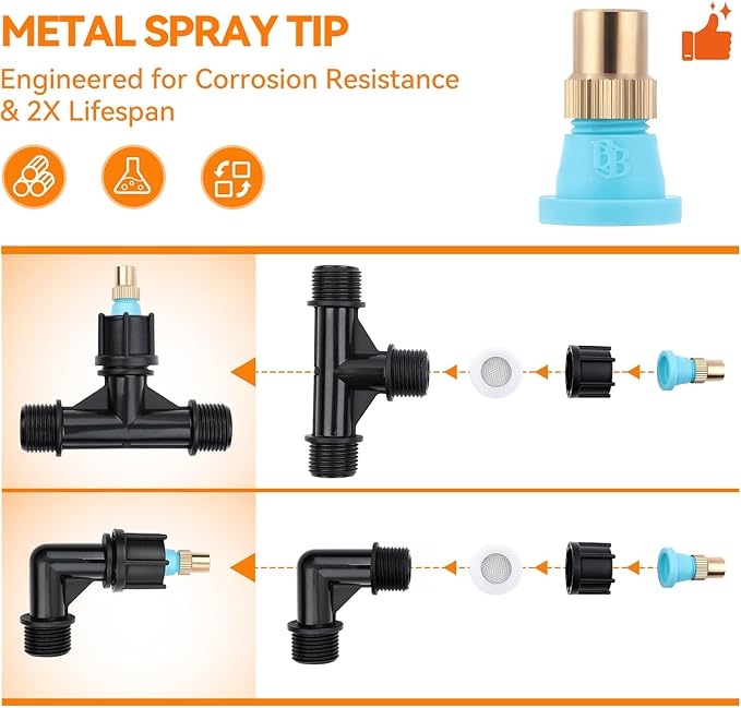 6-Nozzle Poly Boom Wand with 3/8" Brass Fitting, 7.5 Ft. ATV sprayer Boom, Wide-Coverage Agricultural & Lawn Spray Attachment for Tractors/UTVs (Fiberglass Wand)