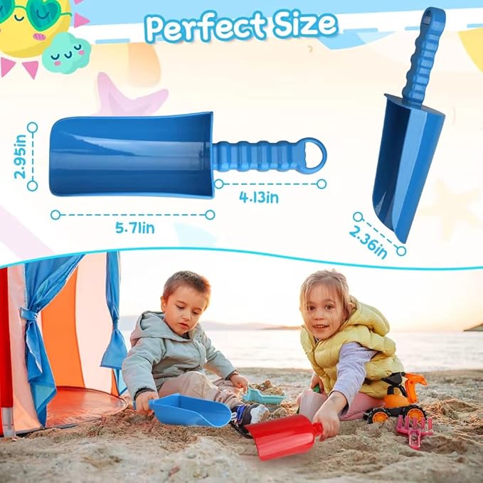 3 PCS Thick 9" Beach Shovel Spade Scoop Trowel Sand Toys for Kid Toddler Adult, Plastic Heavy Duty Garden Digging Planting Shovel Tool Kit Sandbox Toys Gift Set Party Favor