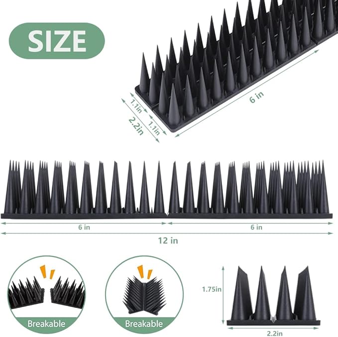 Bird Spikes, 30 Pack Bird Deterrent for Outside, Pigeon Spikes for Raccoon Squirrel Cats Bird Deterrent Spikes for Fences and Roofs to Keep Birds Away(28Feet)