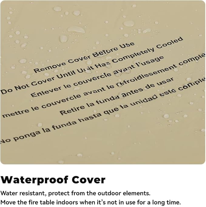 Outdoor Cylinder Propane Fire Pit Table – Premium Terrazzo-Like MgO Finish, Sturdy & Waterproof Gas Fire Table with Glass Wind Guard for Patio, Garden & Backyard, Includes Rain Cover & Glass Bead