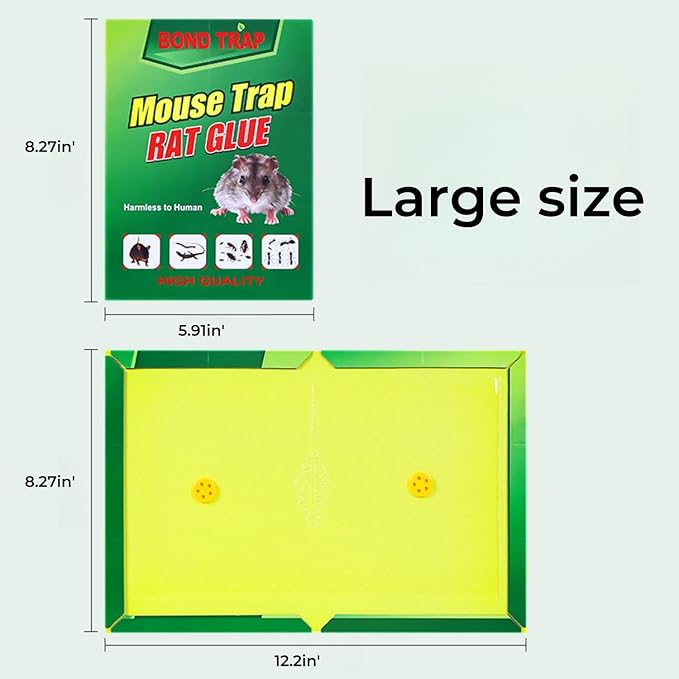 Mouse & Rat Glue Traps -12 Pack Large Strong Adhesive Pest Control Boards for Rodents, Cockroach, and Insects - Safe, Non-Toxic Sticky Traps for Home and Commercial Use (881, 12)