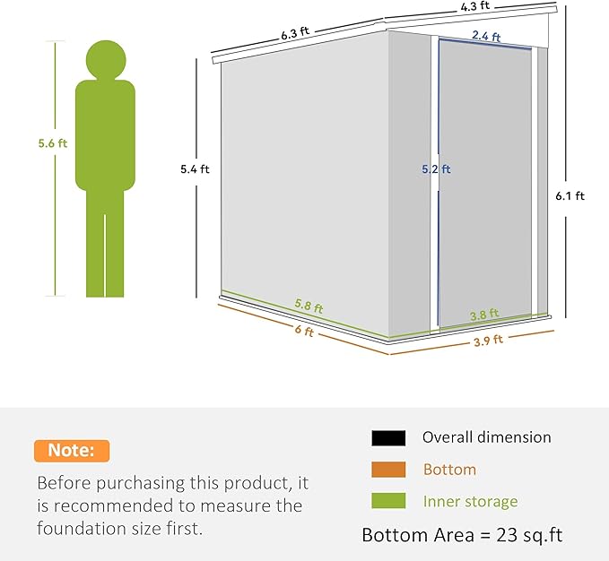 Outsunny 4' x 6' Metal Outdoor Storage Shed, Lean to Storage Shed, Garden Tool Storage House with Lockable Door and 2 Air Vents for Backyard, Patio, Lawn, Dark Gray