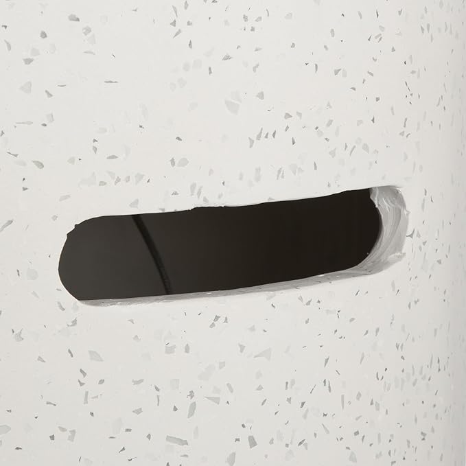 Outdoor Cylinder Propane Fire Pit Table – Premium Terrazzo-Like MgO Finish, Sturdy & Waterproof Gas Fire Table with Glass Wind Guard for Patio, Garden & Backyard, Includes Rain Cover & Glass Bead