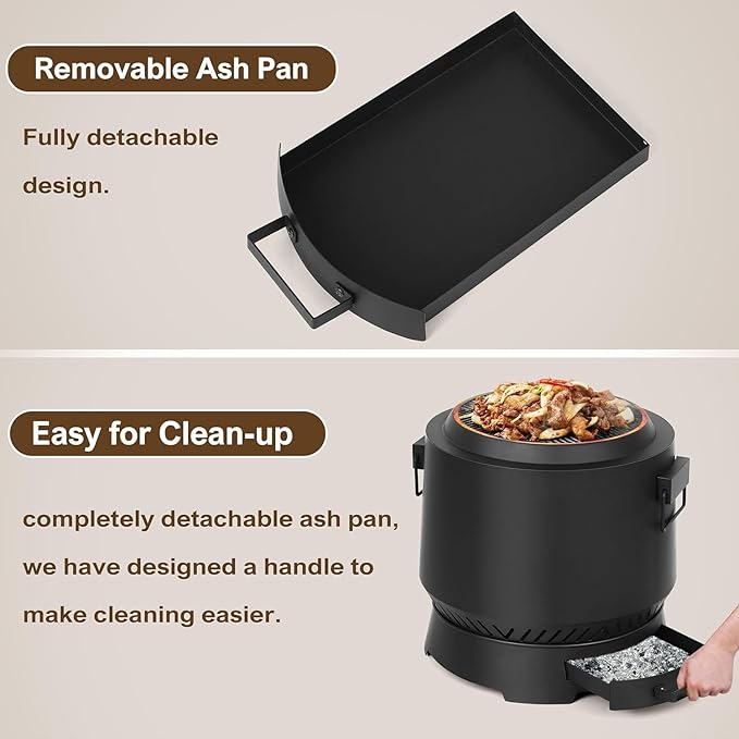 BOINN 20-Inch Outdoor Smokeless Wood Burning Fire Pit: Low-Smoke Bonfire Experience with Grill, Fire Poker & Large Capacity for Backyard, Patio, Picnics & BBQs Update