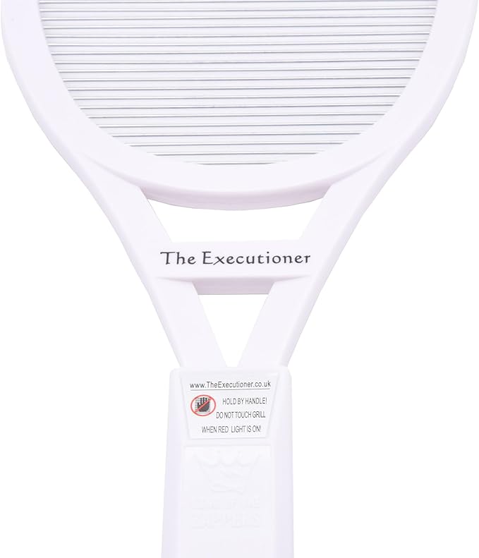 The Executioner Fly Zapper Mosquito, Wasp, Bug, Insect Killer Swatter Electric Fly Zapper Racket Single Layer for Efficient Zapping Indoor Outdoor (White)