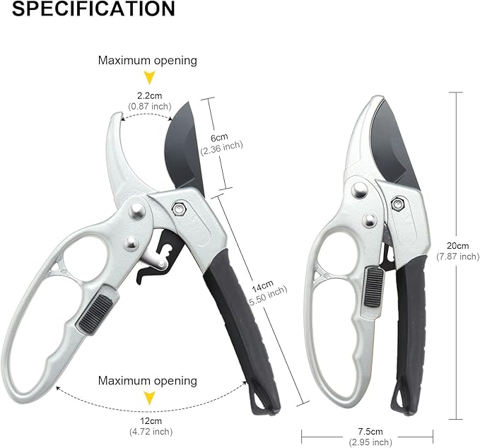 Ultra Sharp Germany Steel Pruning Shears - Cuts 3X Easier, Weak Hand Arthritis Snips, Rust-Resistant, Effortlessly 1-Inch Cut Capacity Garden Scissors, Ergonomic Handle (Black)