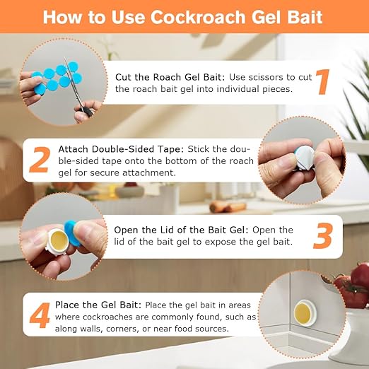 16 Pack Cockroach Gel Bait, Highly Effective Roach Gel Bait Indoor Infestation Solution, Fast Acting Cockroach Killer Indoor Home Kitchen Use, Easy to Apply & No Mess Roach Bait, Long-Lasting