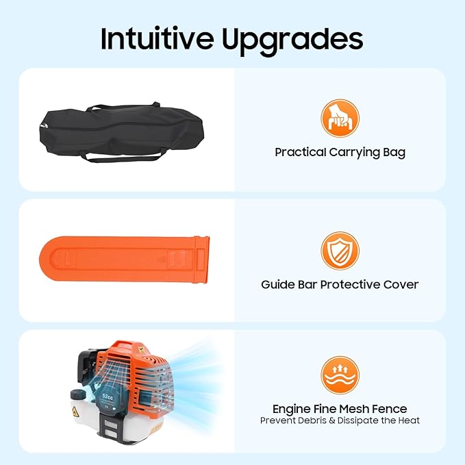 2025 New 52CC 2-Stroke Gas Weed Wacker, 5-in-1 Multi-Functional Lawn Mower Garden Hedge Trimmer String Trimmer Pole Chainsaw with Extension Pole, Weed Eater for Grass and Bush