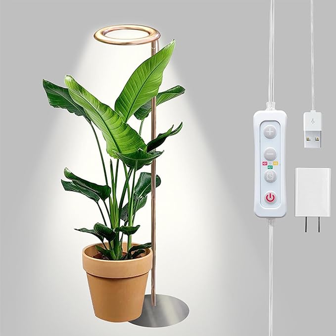 JCBritw LED Grow Light Floor Standing Adjustable Plant Lamp on Stand for Indoor Plants Dimmable with Timer Function