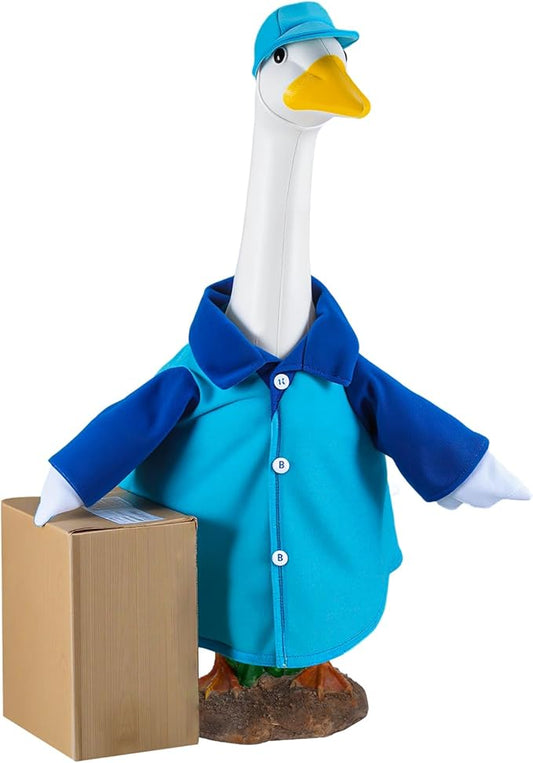 Delivery Porch Goose Outfit for 23'' Plastic Cement Statue Halloween Delivery Lawn Goose Costume Clothes for Garden Yard Patio Party Decoration Indoor Outdoor