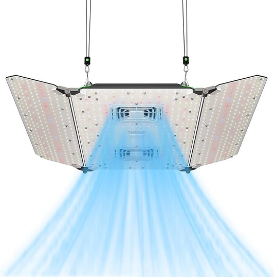 VIVOSUN AeroLight Wing AW400, Tunable Spectra, LED Grow Light 400W with Integrated Circulation Fan, App Compatible, Used with Controller E42A/E25 to Achieve More Functions 4x4/5x5Ft Coverage