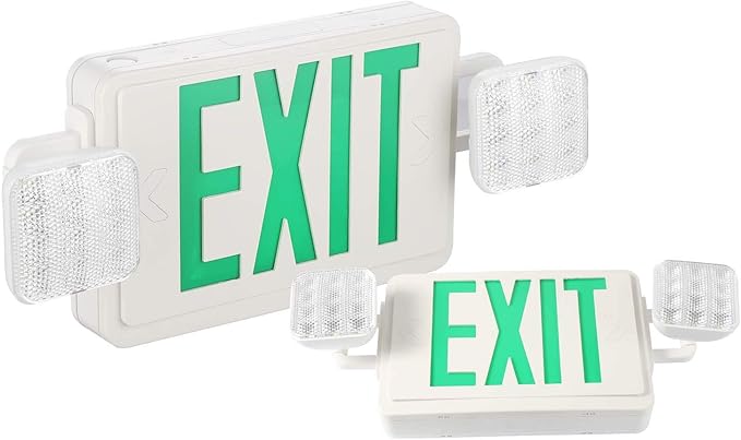 SPECTSUN 2 Packs Exit Sign with Emergency Lights, LED Emergency Exit Light with Battery Backup, UL Listed, AC 120/277V, Commercial Emergency Lights Combo for Business.