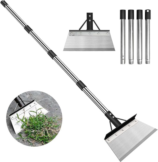 Multifunctional Garden Cleaning Shovel, Heavy Duty Steel Flat Shovel with 59" Adjustable Handle, Floor Scraper, Outdoor Spade Tool for Weeding, Lawn Edging, Digging, Ice Removal