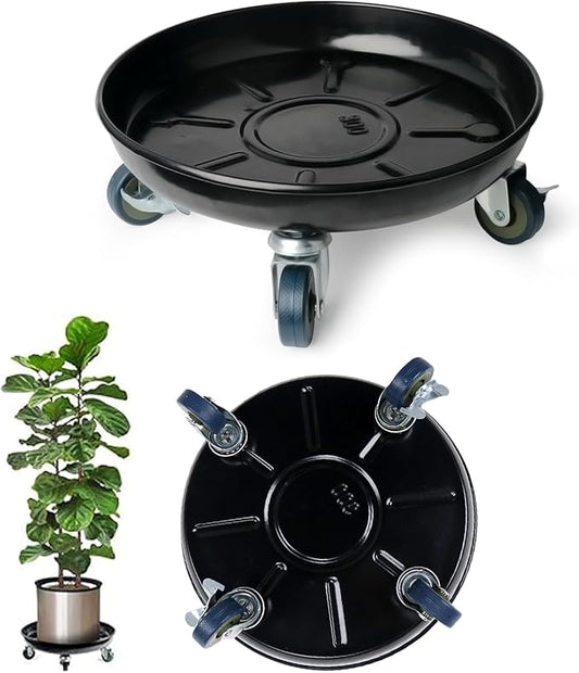 Heavy-Duty Plant Caddy with Wheels 12 Inch, 360° Lockable Caster,Outdoor Rolling Plant Dolly That is Not Easily Rusted, Indoor Metal Plant Cart with Rollers, Plant Pot Trolley, Black 3Pack