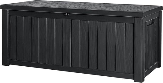 Devoko 120 Gallon Resin Deck Box Waterproof Indoor Outdoor Storage Box Lockable Large Storage Container for Patio Furniture Cushions and Garden Tools