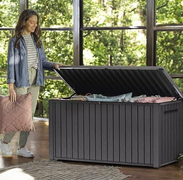 170-Gallon Outdoor Storage Deck Box, Weather-Resistant, (Graphite)