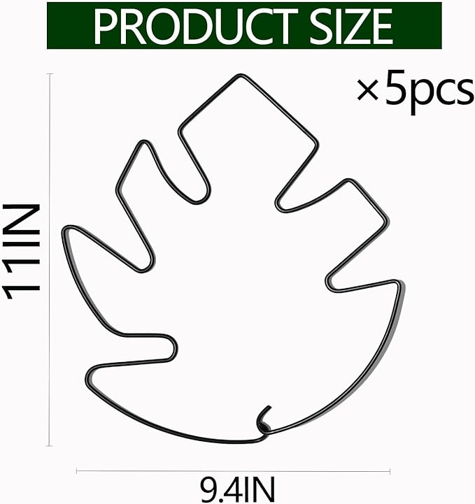 5PCS Monstera Plant Stem Support - 11 * 9.4 Inches, Durable Metal Stake Holder, Adjustable for Indoor Plant Leaf Support. Gentle Clips for Enhanced Stability for Plant Lovers!