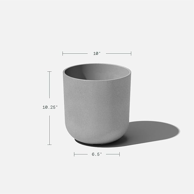 Veradek Round Lima Plastic Planter Pots for Indoor/Outdoor Garden Use, Gray, Suitable for Small to Large Succulent Plants, Flowers, Modern Interior Plants