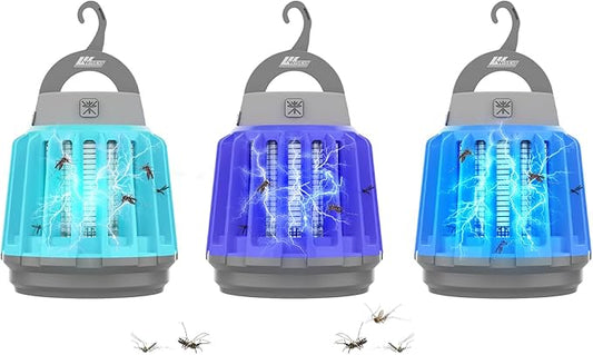 Wisely Bug Zapper Outdoor/Indoor Solar and USB-C Rechargeable Portable Insect Bug Zapper Indoor and Outdoor, Trap, 3-Pack