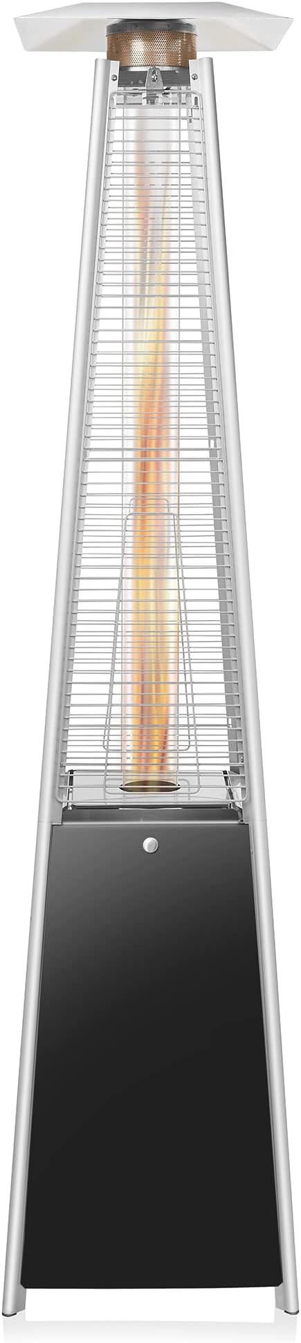 Casafield Outdoor Propane Patio Heater with Wheels, Black - Modern Dancing Flame, Commercial & Residential, Uses Standard 20lb LP Gas Tank