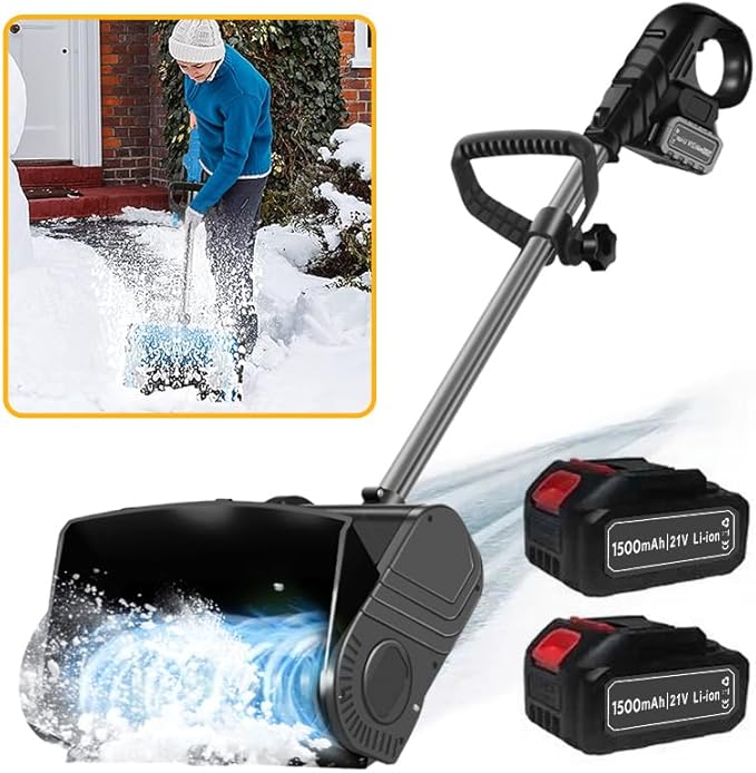 11-Inch Snow Shovel for Driveway,Electric Snow Blower Cordless, 13in Width & 9in Depth & 26ft Throwing Distance, 20V Battery Powered 4-Ah Battery & Quick Charger Snow Shovel for Women Men (Black)