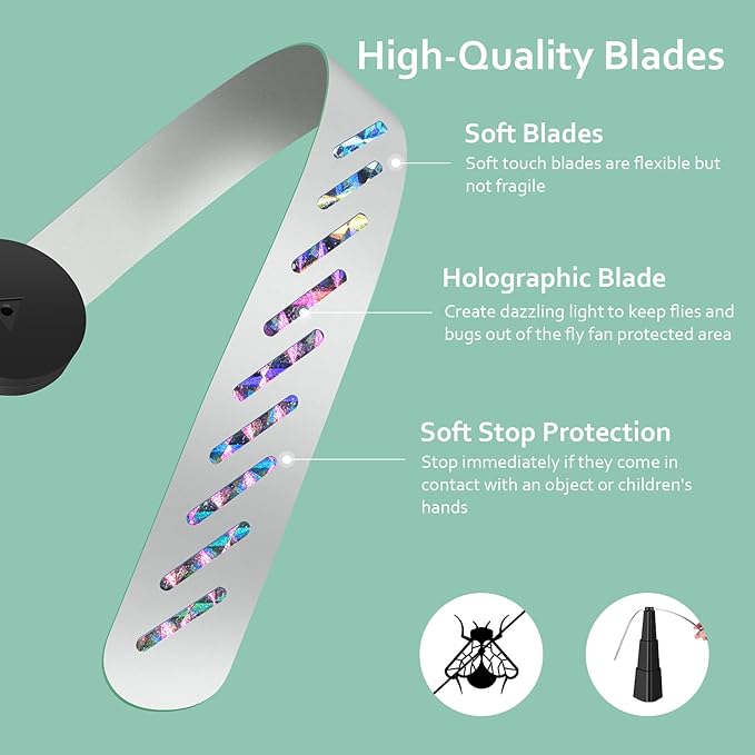 Fly Fans for Tables, Fly Repellent Fan for Indoor/Outdoor, Food Fans to Keep Flies Away for Party, BBQ, Home, Picnics, Travel, Portable and Easy Use 6 Pack (Black)