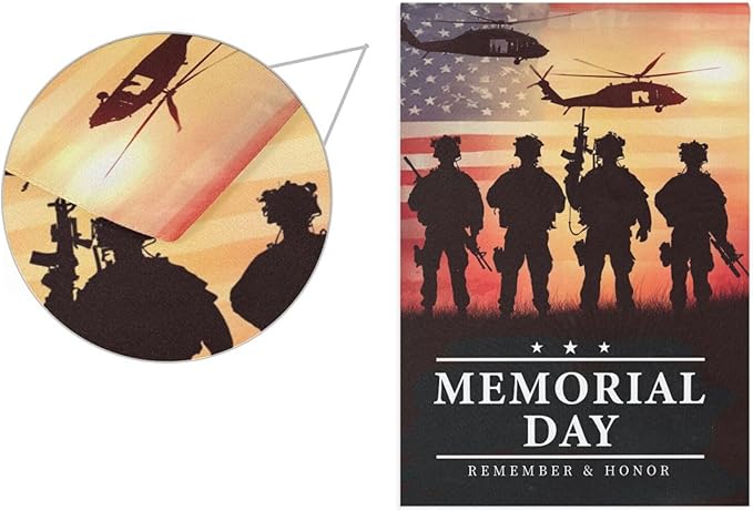 Kcldeci Memorial Day Soldier Welcome Garden Flag 12x18 Inch Yard Flags Large Vertical Double Sided House Flag Seasonal Outside Decor for Yard Farmhouse